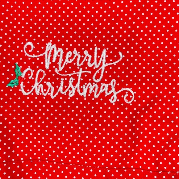 Girls Red Polka Dot Winter Christmas Holiday Embroidered Ruffle Sleeve Dress 6 - Picture 5 of 7